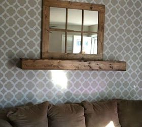 13 low budget ways to decorate your living room walls, Build a mantel and floating shelf
