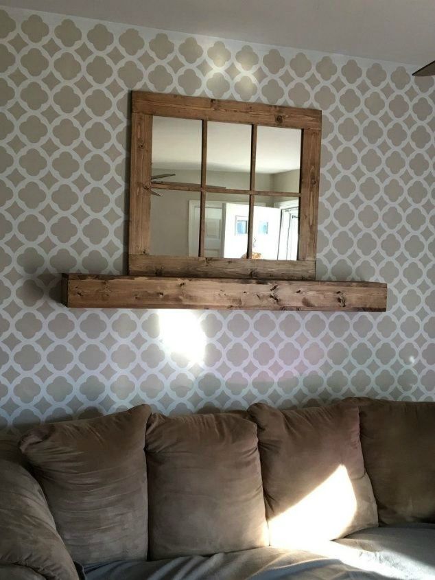 13 low budget ways to decorate your living room walls, Build a mantel and floating shelf