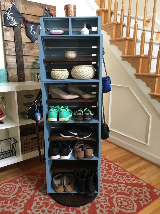 crate storage with a new spin, DIY Storage Unit with Mirror