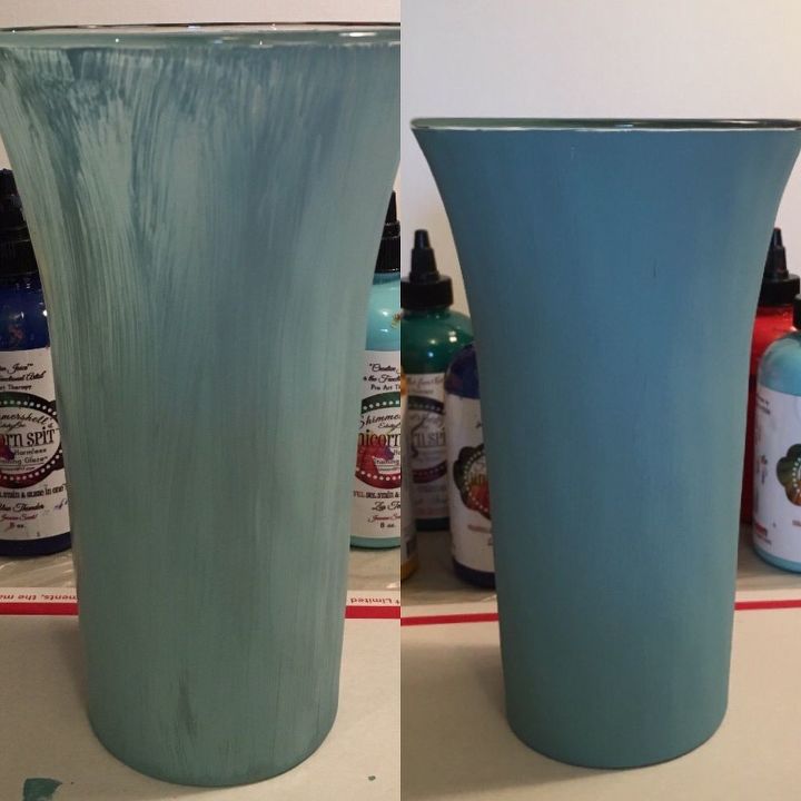 from boring to beautiful easy diy unicorn spit pansy technique, One coat of chalk paint v s three coats