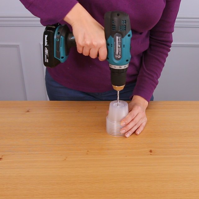 turn plastic cups into giant sparkle balls