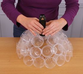 turn plastic cups into giant sparkle balls
