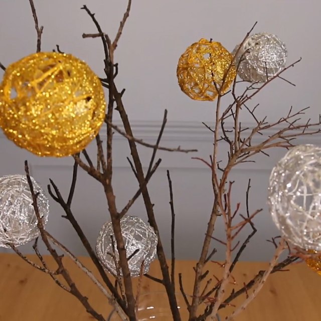 glittery snowball arrangement