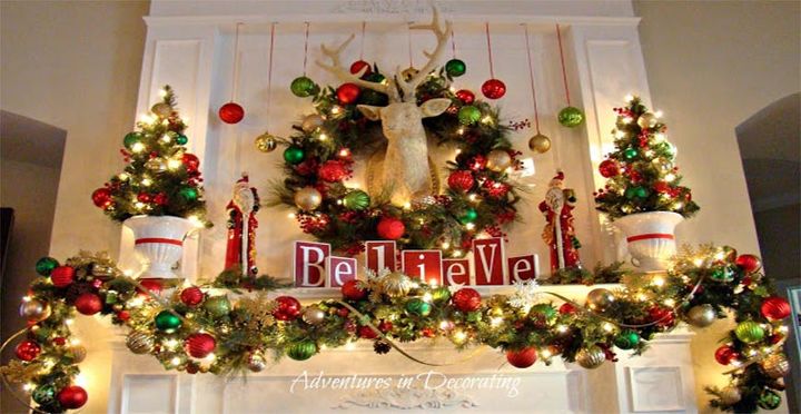diy mantel christmas decoration ideas, fireplaces mantels