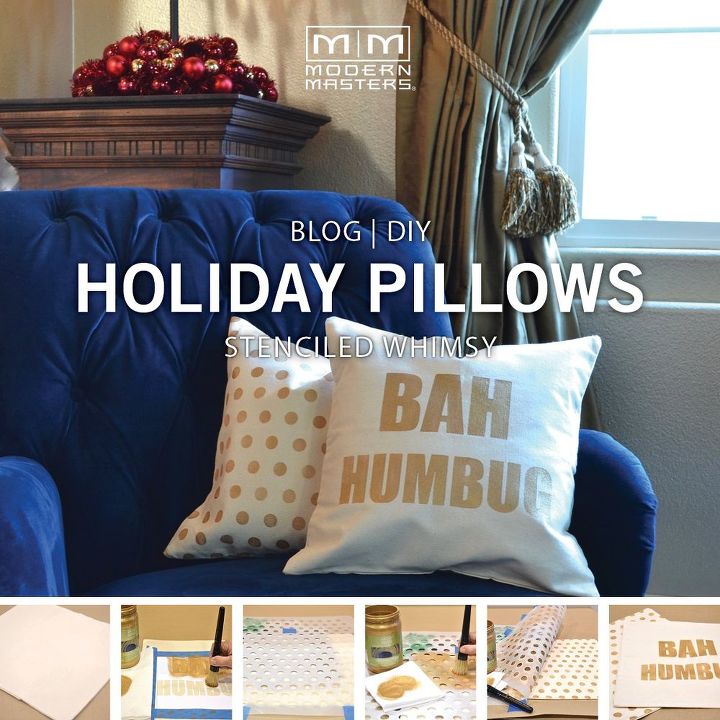 christmas diy stenciled holiday pillows