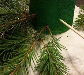 make a faux diy christmas tree with real branches, But wait A little hole will go a long way