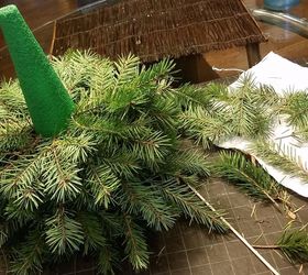 make a faux diy christmas tree with real branches, Time for a break and a little clean up