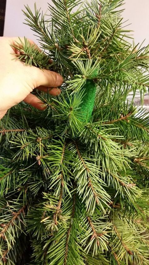 make a faux diy christmas tree with real branches, Let s start now from the top up
