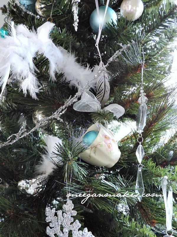 feather and tea cup christmas tree
