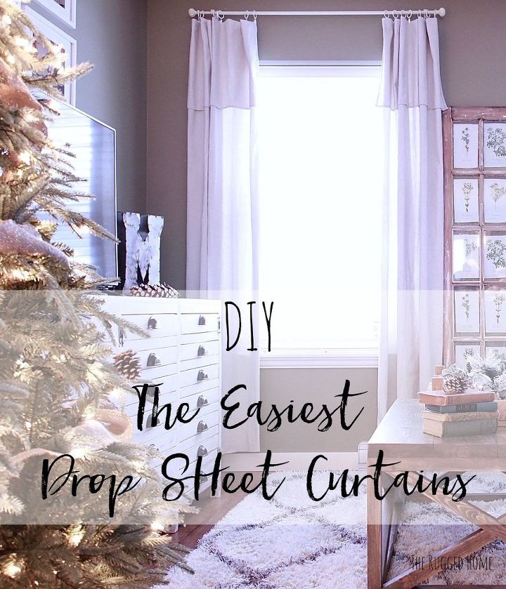 cheapest easiest diy drop cloth curtains, home decor, window treatments