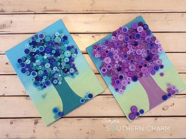 15 quick and easy gift ideas using buttons, Stick them on canvas to create pretty art