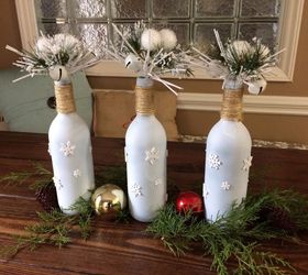 wine bottle christmas decor easy and inexpensive , christmas decorations, home decor, Finished Christmas Bottle Decor