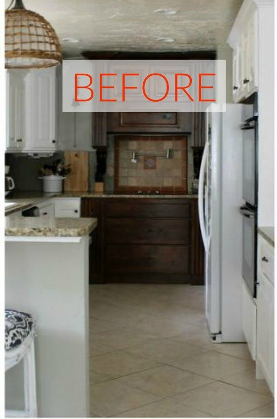 you ll rethink your kitchen color when you see these paint combos, Before A white and brown kitchen