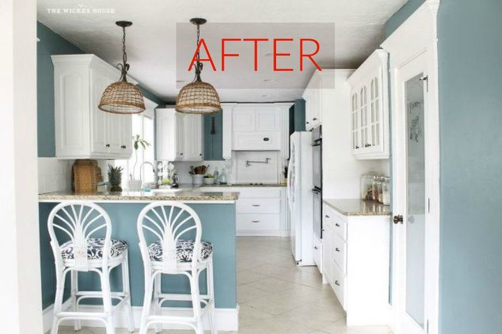you ll rethink your kitchen color when you see these paint combos, After A cool contrast of blue and white