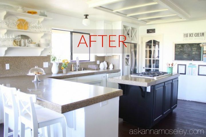you ll rethink your kitchen color when you see these paint combos, After A black and white two toned kitchen
