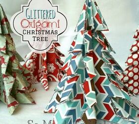 glittered origami christmas trees