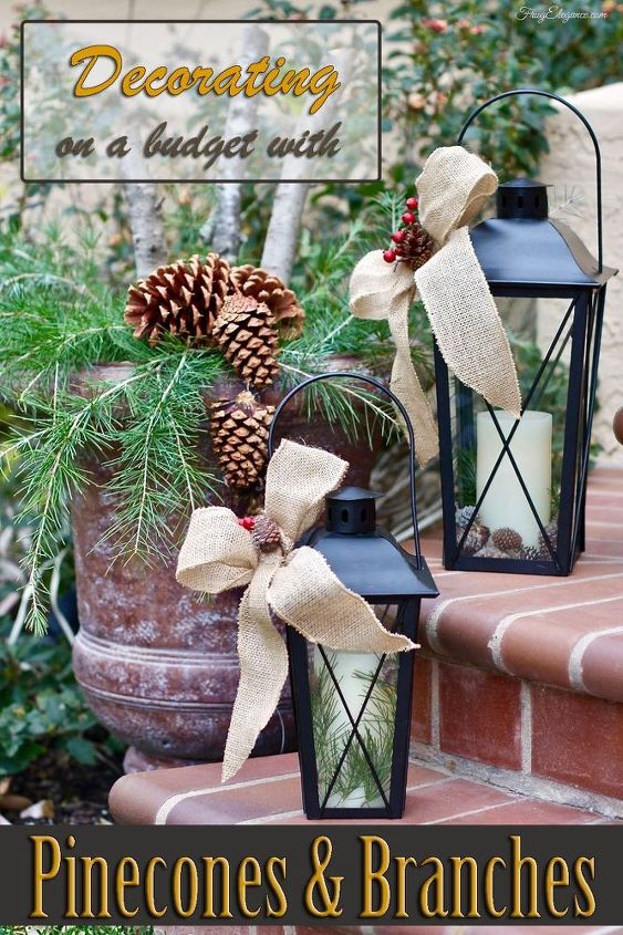 decorating with pinecones branches, gardening
