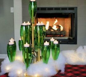 s forget your traditional christmas tree these are even better, Turn your green beer bottles upside down