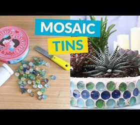 How to Craft a Cute Mosaic Cookie Tin Planter For Succulents
