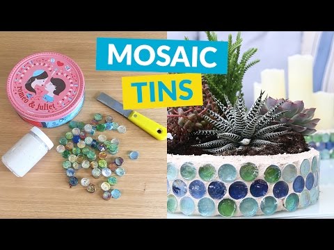 mosaic cookie tin planter