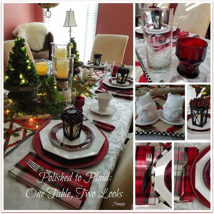 one table two looks, painted furniture, Holiday Plaid Look