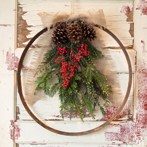 diy barrel ring christmas wreath corona de navidad de barriles de vino