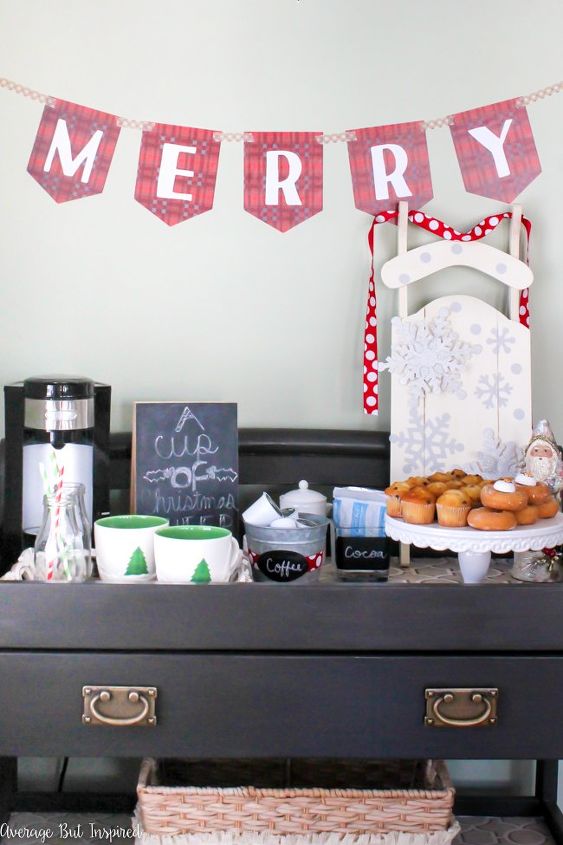 a festive christmas coffee and cocoa bar, outdoor living, painted furniture
