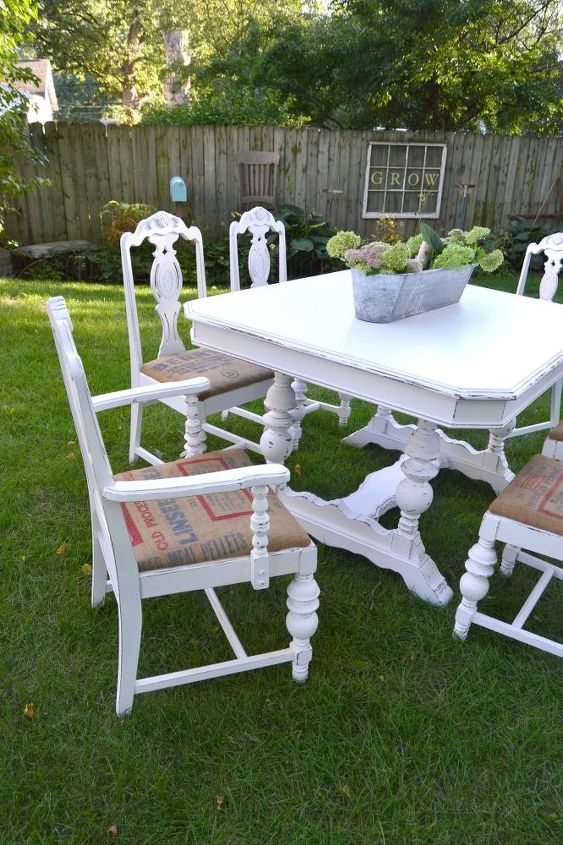 white farmhouse table makeover, painted furniture