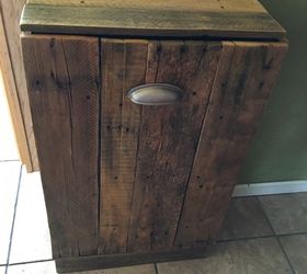 pallet trash can holder, pallet, Just lightly sanded and stained