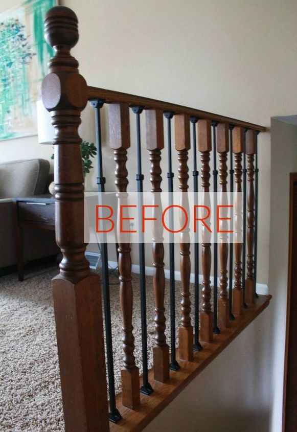 stop everything these banister makeovers look ah mazing, Before Outdated Oak