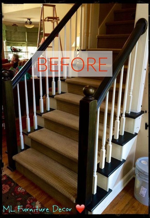 stop everything these banister makeovers look ah mazing, Before A standard plain banister