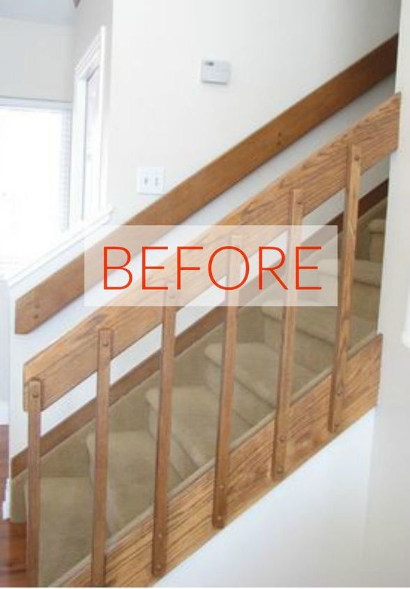 stop everything these banister makeovers look ah mazing, Before 80 s has been