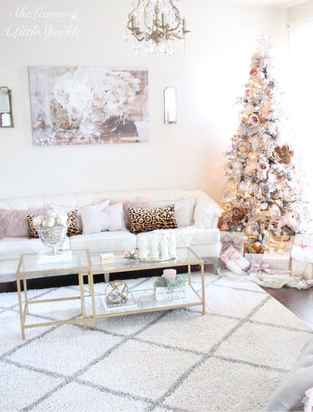 blush gold glam christmas tree, SheLeavesALittleSparkle com