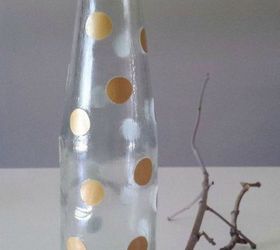 s transform cheap glass vases with these 17 stunning ideas, Glue on gold dots for a chic transformation