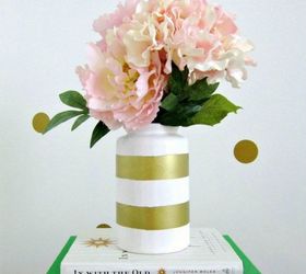 s transform cheap glass vases with these 17 stunning ideas, Add gold stripes with spray paint