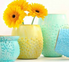 s transform cheap glass vases with these 17 stunning ideas, Create a 3D dotted pattern with puff paint