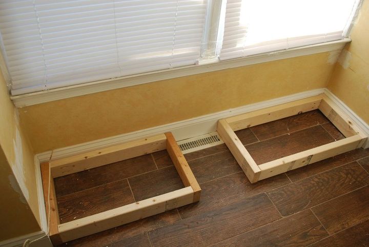 diy window bench seat with drawer storage, outdoor furniture, storage ideas