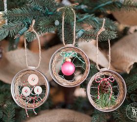 mason jar lid chicken wire christmas ornaments, christmas decorations, mason jars, seasonal holiday decor