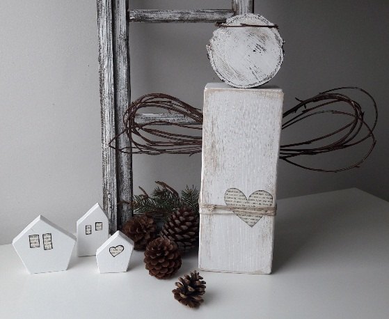 ngel rstico de madera decoracin navidea para el hogar