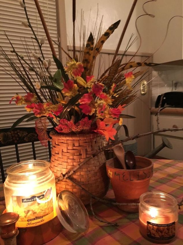 here s how to give one floral arrangement 3 different looks it s easy, how to, Add a few candles sentimentals twigs done