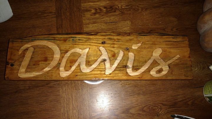 diy engraved pallet signs, crafts, pallet, Davis sign stained and sealed
