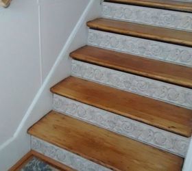 s 20 ways you never thought of using wallpaper, wall decor, Dress up your boring stair risers