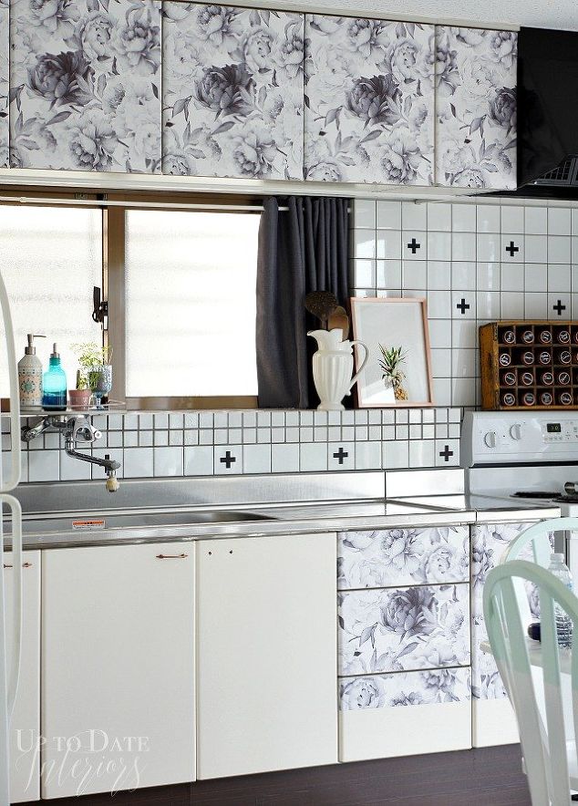 Wallpaper Kitchen Cabinets Cabinet Designs 20 Ways You Never Thought Of Using Wallpaper Hometalk