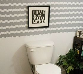 s how to get a gorgeous bathroom in less than three hours, bathroom ideas, how to, Add a dash of chevron to the bathroom wall