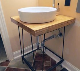 s how to get a gorgeous bathroom in less than three hours, bathroom ideas, how to, Build a sink base out of a hairpin stand