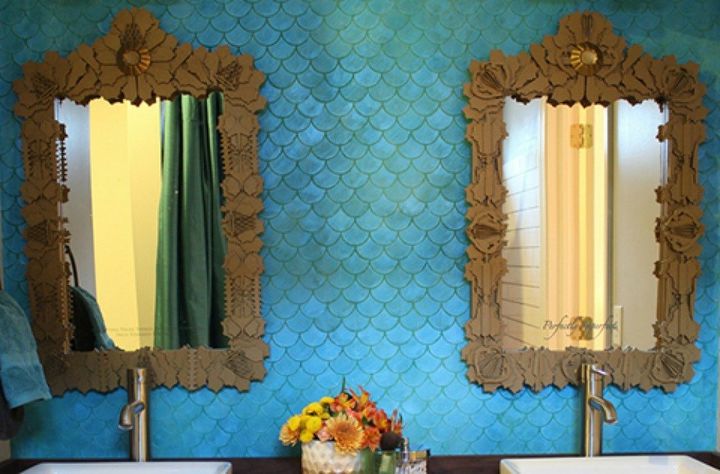 s how to get a gorgeous bathroom in less than three hours, bathroom ideas, how to, Stencil a wall with a shimmery pattern