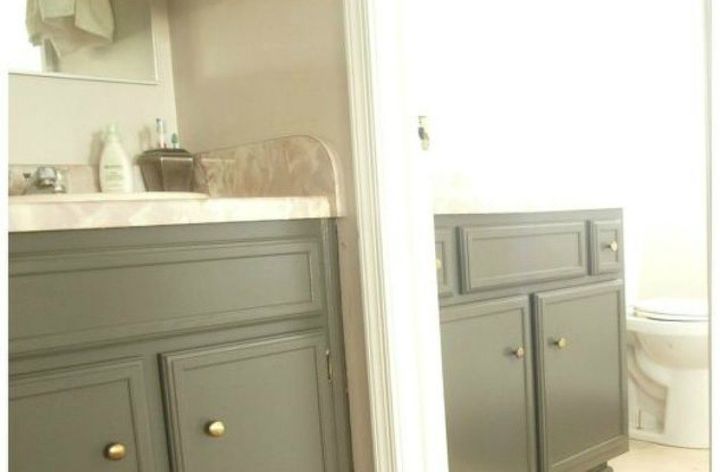 s how to get a gorgeous bathroom in less than three hours, bathroom ideas, how to, Repaint your vanity cabinet on the fly