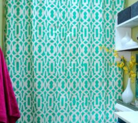 s how to get a gorgeous bathroom in less than three hours, bathroom ideas, how to, Or stencil the curtain transform your room