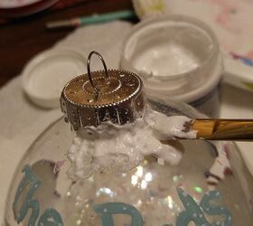 what to do with leftover paint painted ornaments, christmas decorations, seasonal holiday decor, Add snow