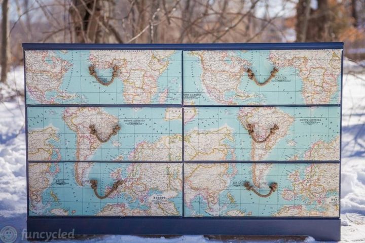nautical map dresser, painted furniture